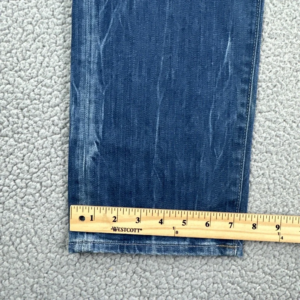 True Religion Geno Relaxed Slim Jeans Men 34 Blue Stretch Whisker Fade USA Made